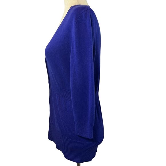 Ann Taylor Purple V-Neck Three-Quarter Sleeve Tailored Cardigan Size Med… - Picture 3 of 7